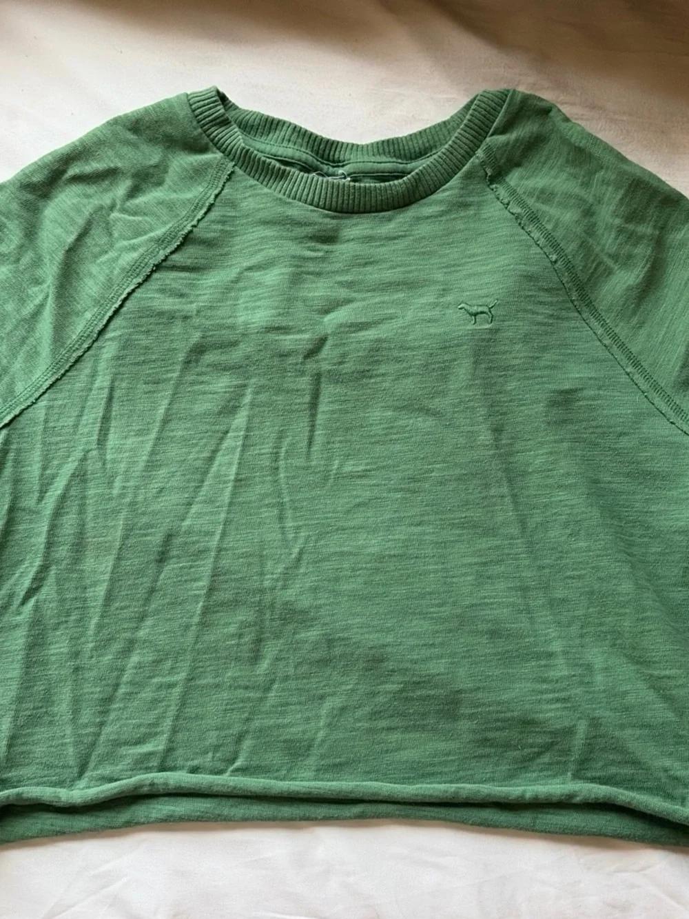 PINK Victoria's Secret Green Cropped Sweatshirt